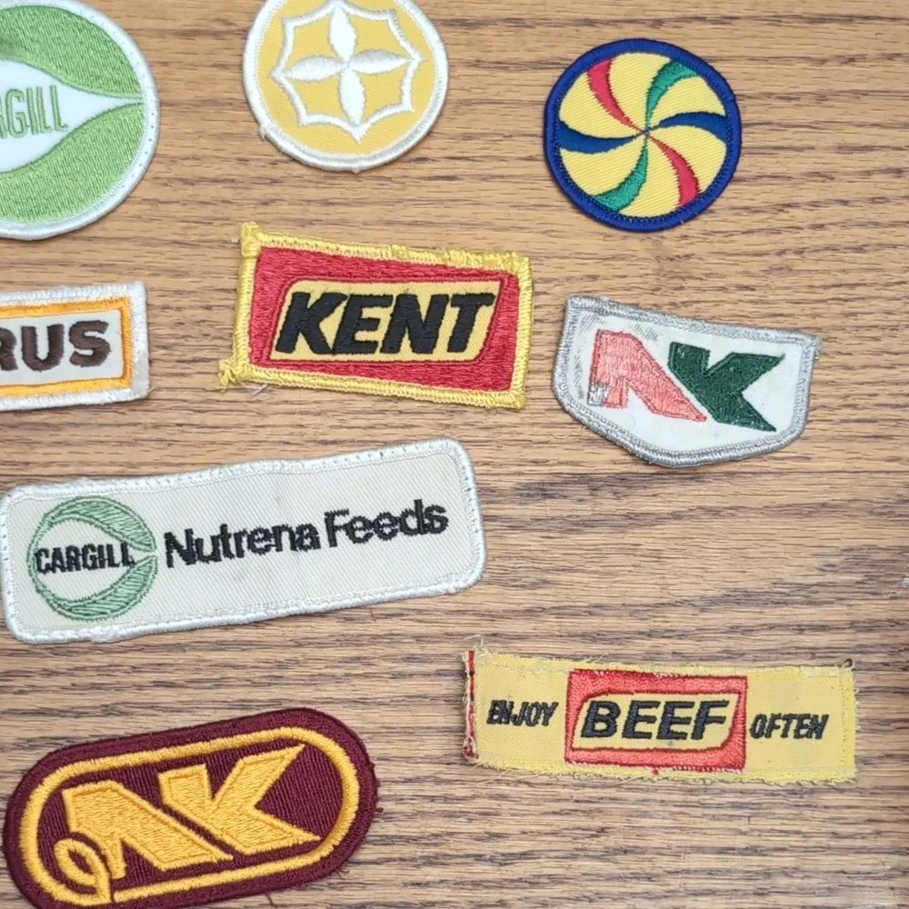 Vtg Advertising Ag Patch Lot Embroidered Fabric CAT Cargill Nutrena Seeds NK